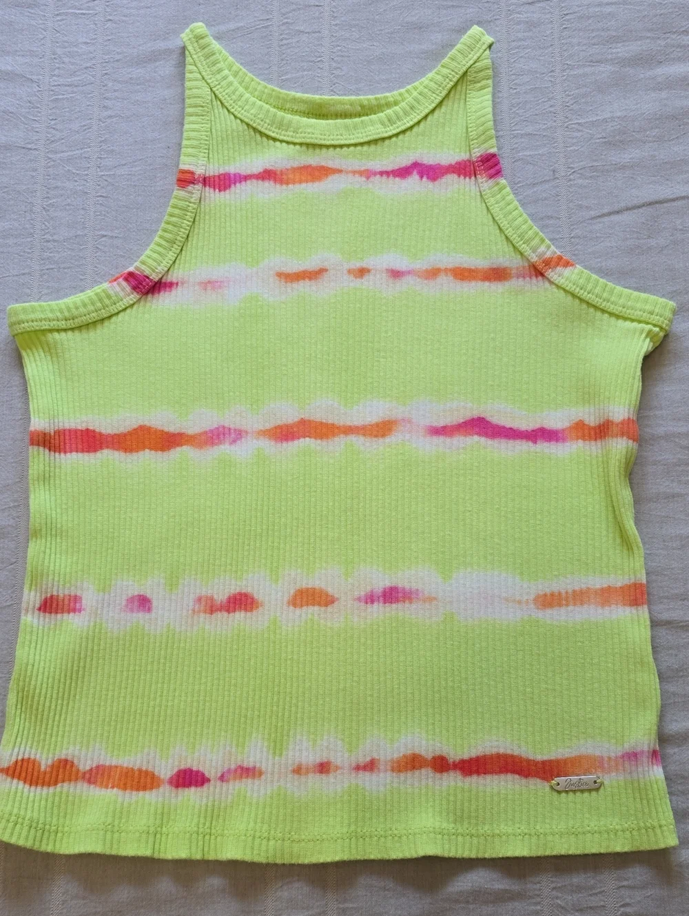 Justice Neon Citrus Yellow Tie-Dye Tank Top Girls Size M (10)